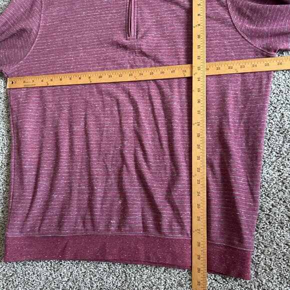 Johnnie-O Mens XL Burgundy Quarter-Zip Pullover Striped Long Sleeve - Picture 7 of 10
